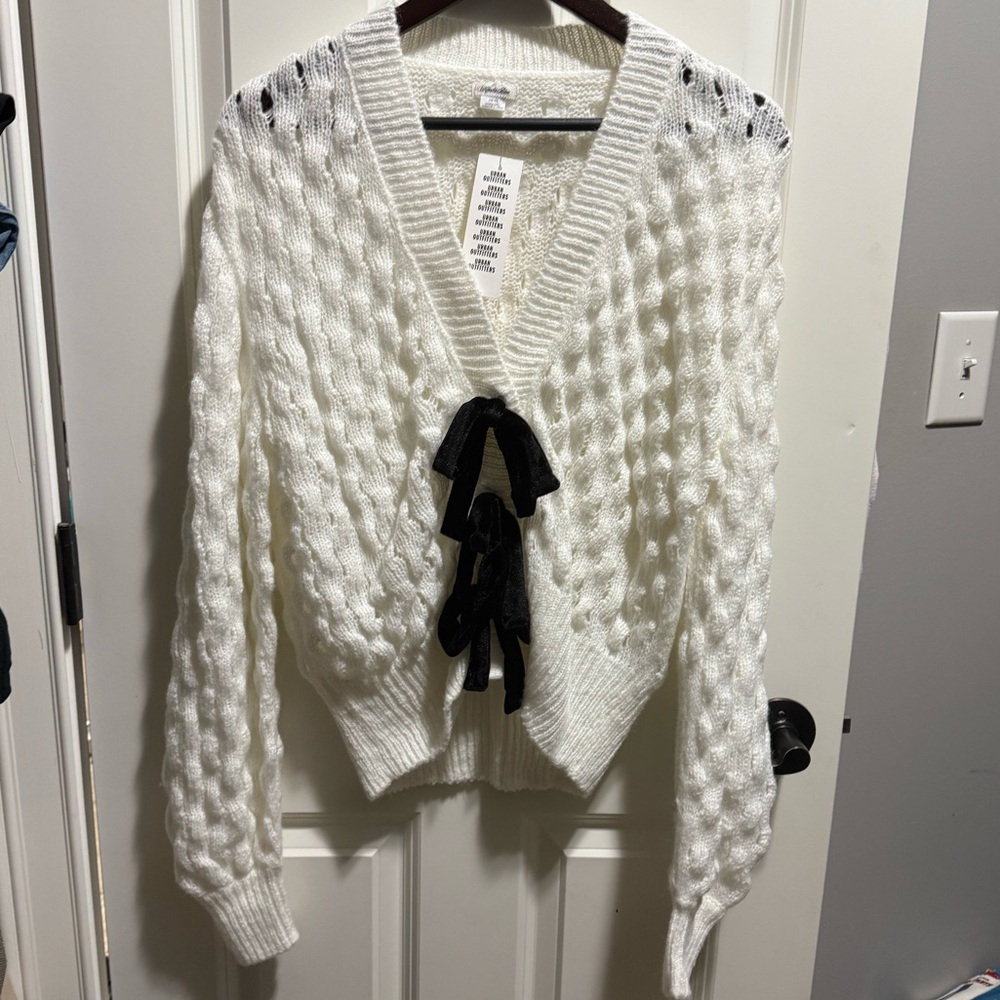 Cora Bow Cardigan Kimchi Blue by Urban Outfitters - Picture 7 of 14